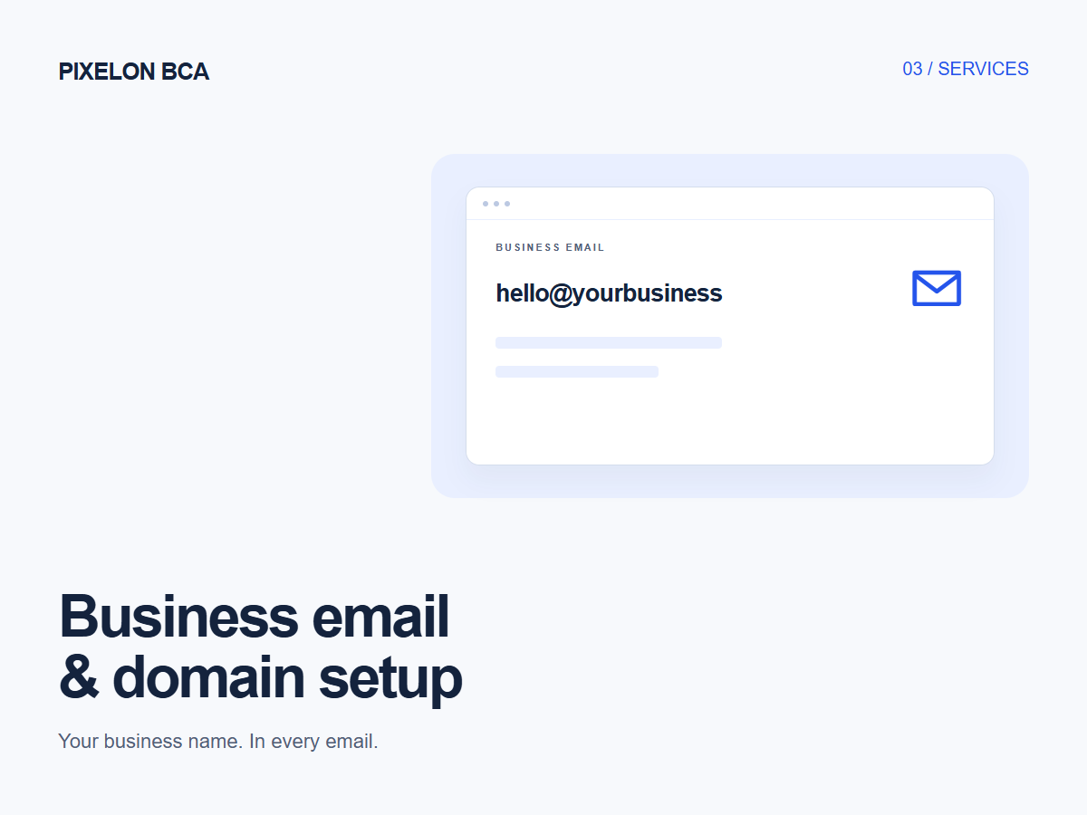 Business email & domain setup service by PIXELON BCA