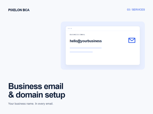 Business email & domain setup service by PIXELON BCA